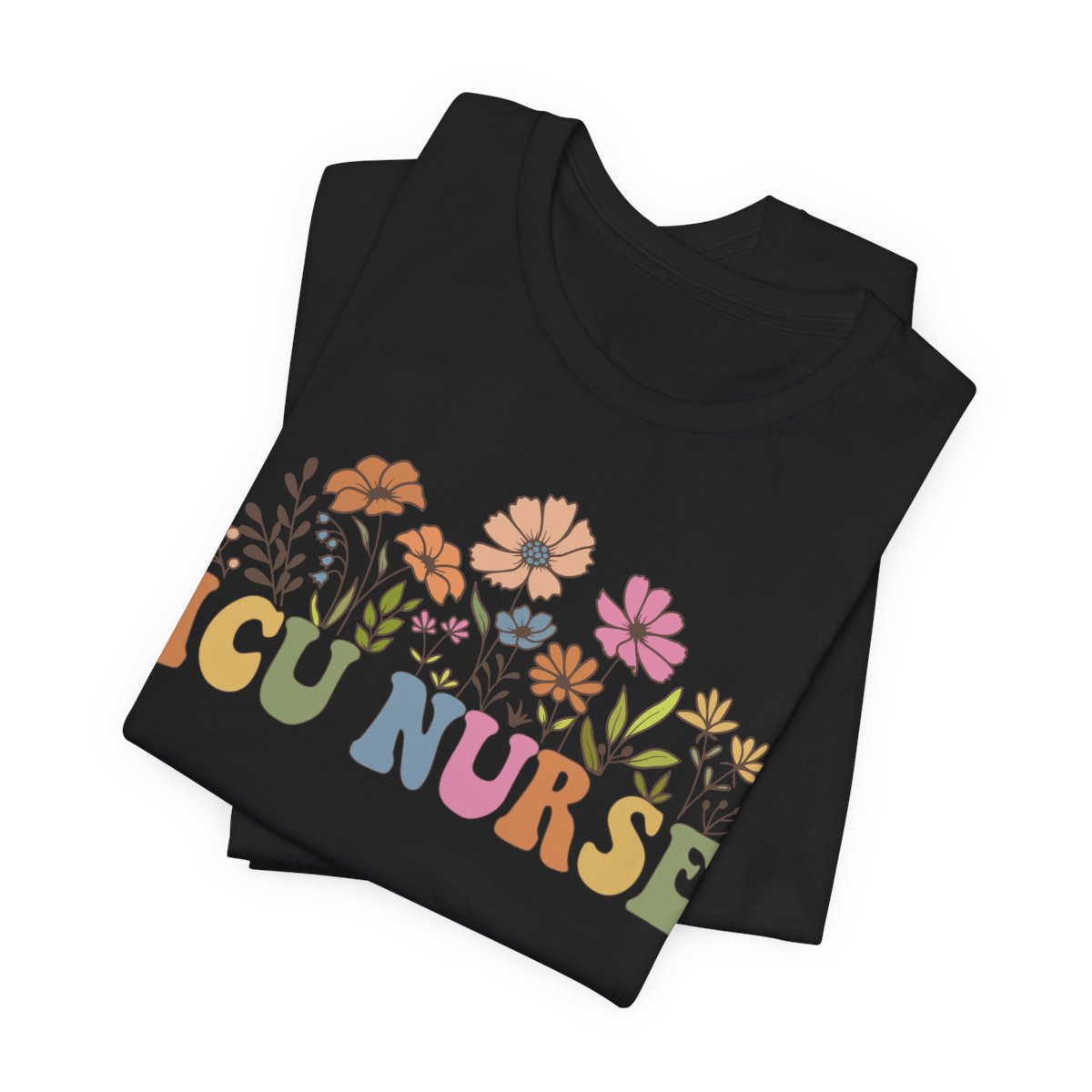 ICU Nurse Groovy Flowers Tee
