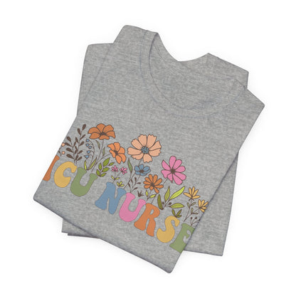 ICU Nurse Groovy Flowers Tee