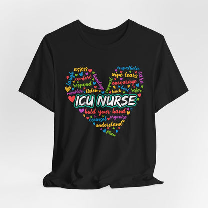 ICU Nurse Colorful Heart T-shirt