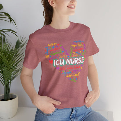 ICU Nurse Colorful Heart T-shirt