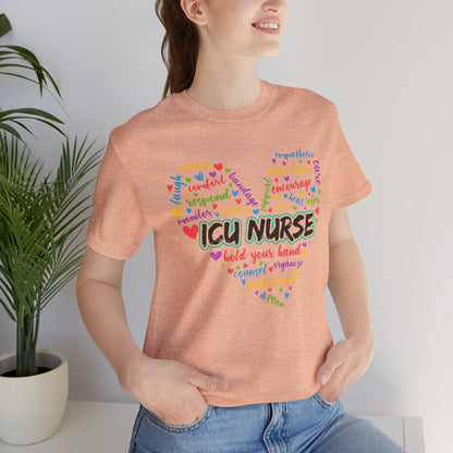 ICU Nurse Colorful Heart T-shirt