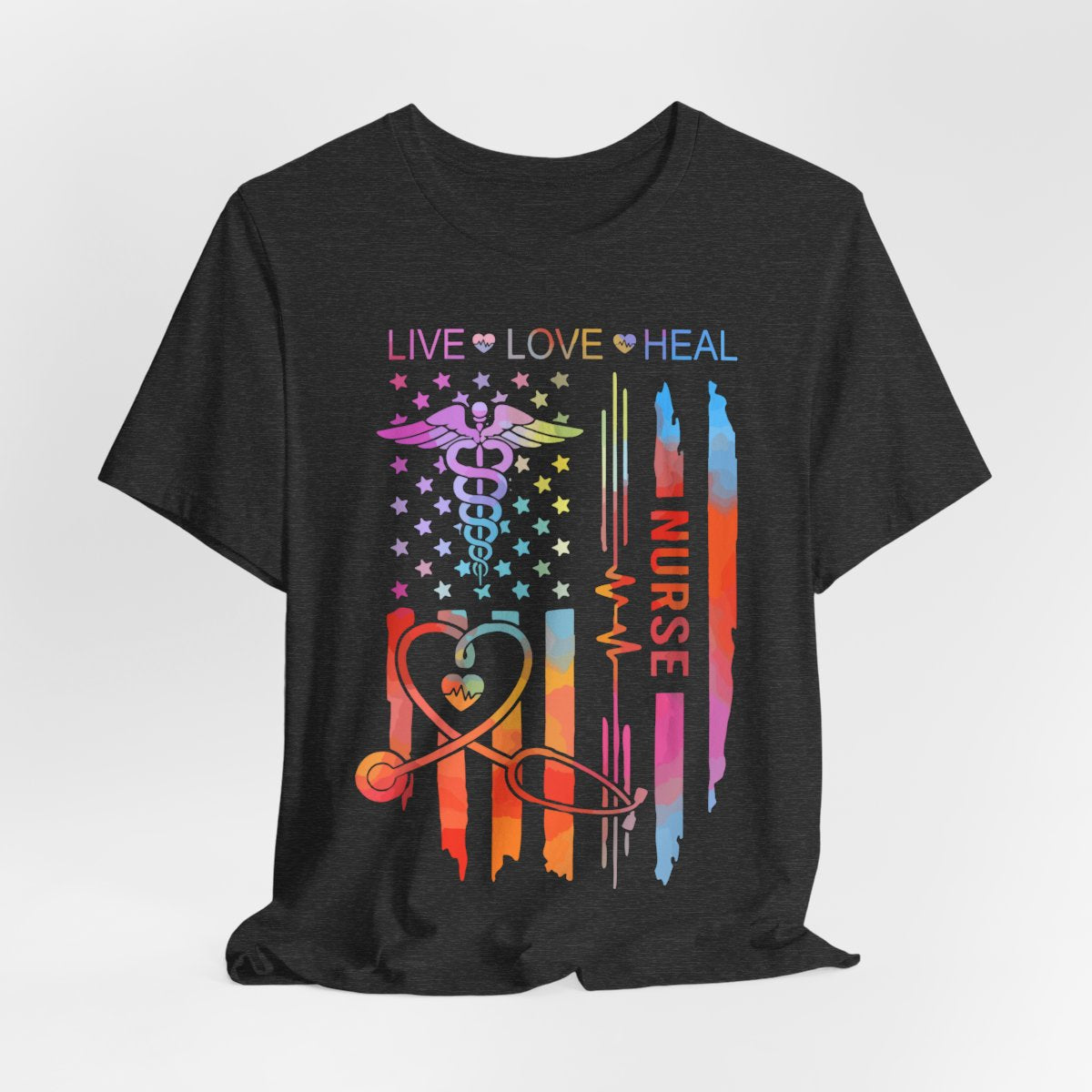 Live Love Heal Nurse U.S Flag T-shirt - Tie Dye Tee