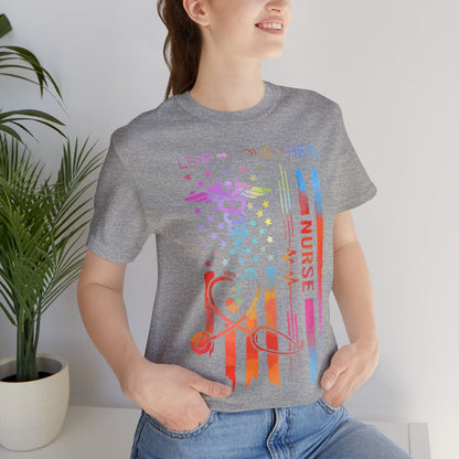 Live Love Heal Nurse U.S Flag T-shirt - Tie Dye Tee